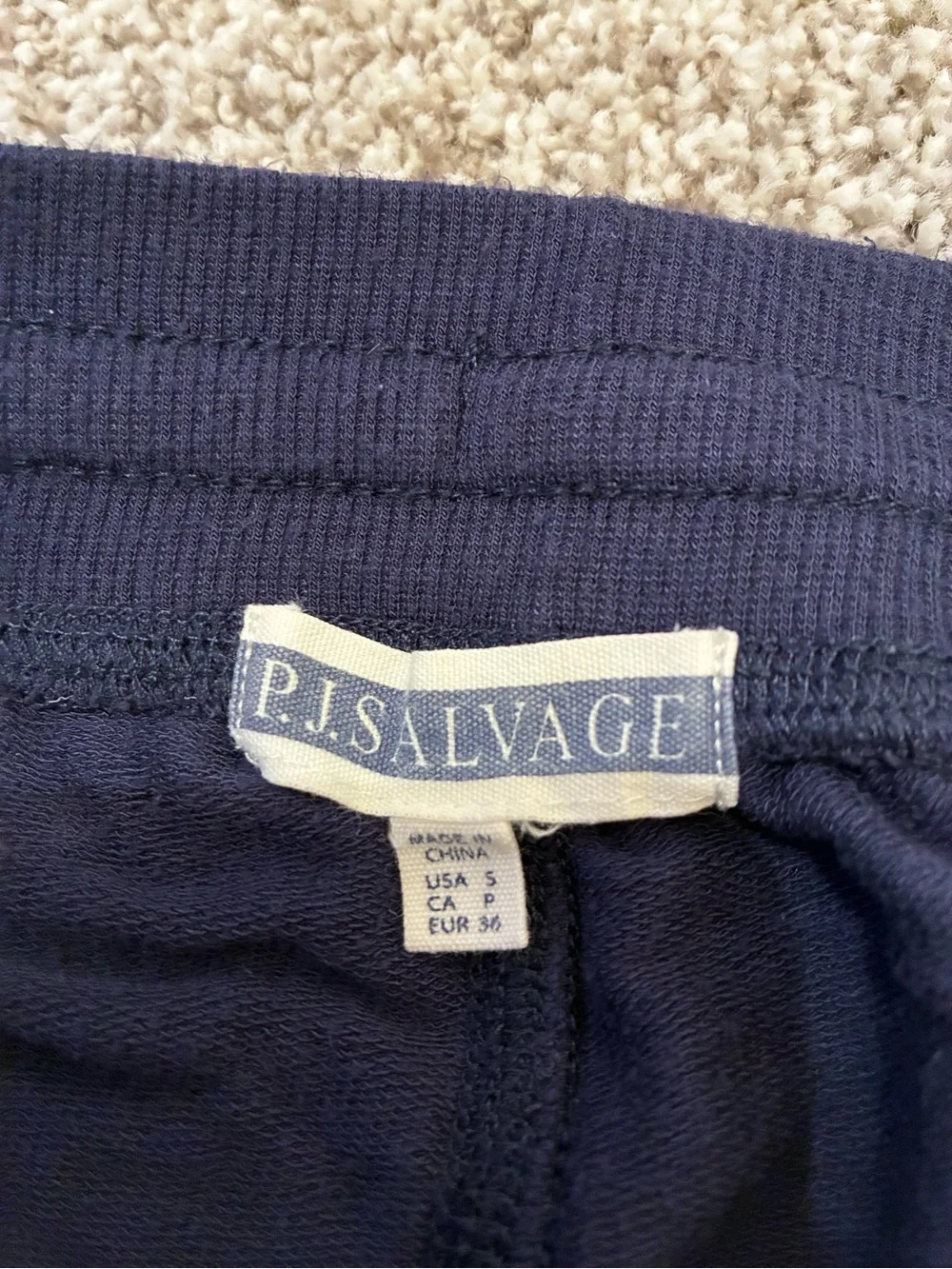 PJ Salvage Navy Hooded Track Jacket & Striped Joggers Lounge Set (XS/S)